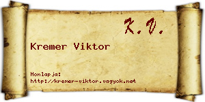 Kremer Viktor névjegykártya